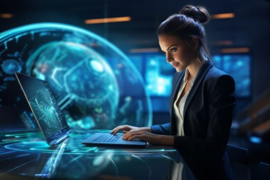 women searching on a laptop