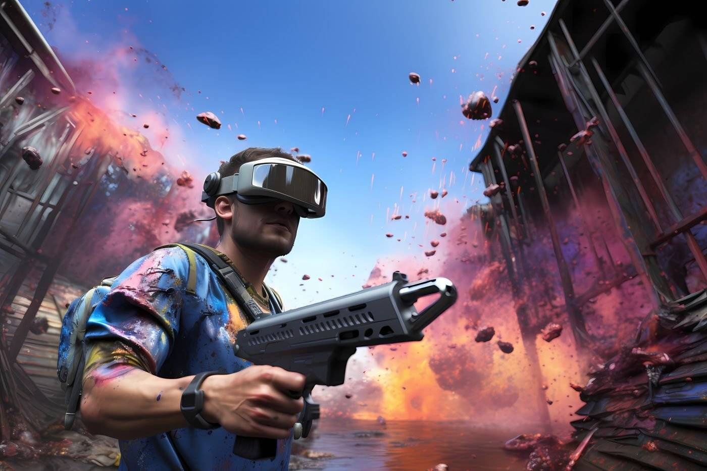 “The Ultimate VR Experience: How NVIDIA's GeForce RTX 40 Series Is Revolutionizing Virtual Reality” 1 man wearing vr glasses gaming scaled